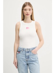 top tommy jeans χρώμα: άσπρο, dw0dw20920 95% βαμβάκι, 5% ελαστάν