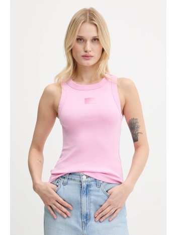 top tommy jeans χρώμα ροζ, dw0dw20920 95% βαμβάκι, 5%