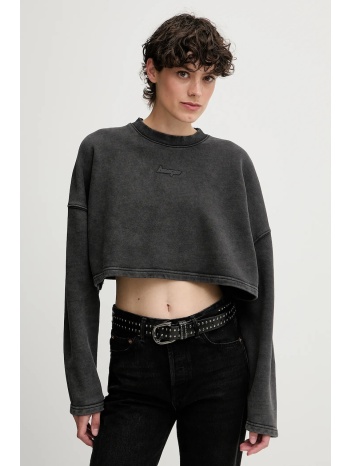 βαμβακερή μπλούζα hugo blue γυναικεία, χρώμα γκρι