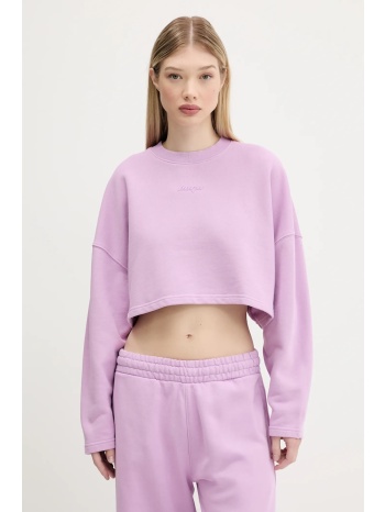 βαμβακερή μπλούζα hugo blue γυναικεία, χρώμα μοβ, 50545035