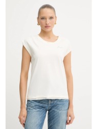 βαμβακερό τοπ boss orange χρώμα: μπεζ, 50545521 100% βαμβάκι