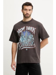 βαμβακερό μπλουζάκι 47 brand mlb new york yankees ανδρικό, χρώμα: καφέ, bb017tmkbru643616c9 100% βαμ