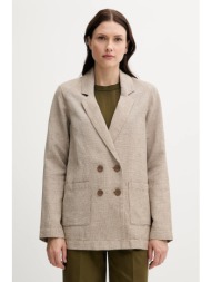 λινό πανωφόρι united colors of benetton χρώμα: μπεζ, 265xdw035 52% λινό, 48% βαμβάκι