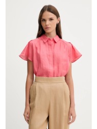 πουκάμισο από λινό pedro del hierro χρώμα: ροζ, 7659075 100% λινό