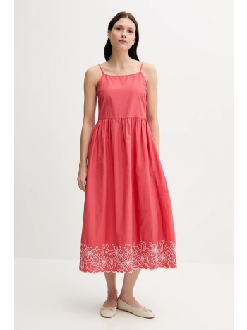 βαμβακερό φόρεμα united colors of benetton χρώμα ροζ