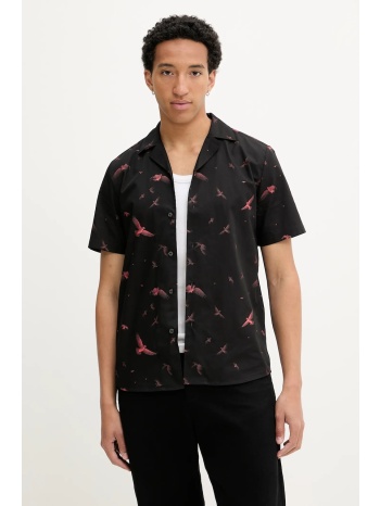 βαμβακερό πουκάμισο hugo ανδρικό, χρώμα μαύρο, 50545328