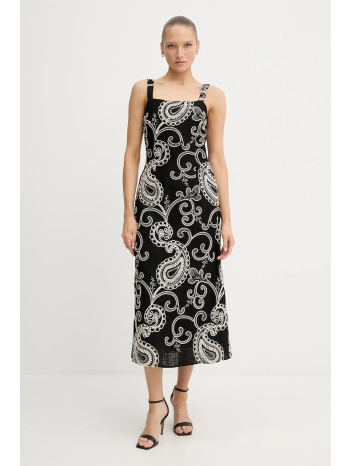 φόρεμα από λινό μείγμα pedro del hierro χρώμα μαύρο