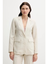 blazer με μείγμα λινών united colors of benetton χρώμα: μπεζ, 25bvdw036 64% lyocell, 36% λινό