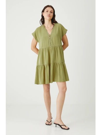 φόρεμα medicine χρώμα πράσινο 100% lyocell πλύσιμο στο