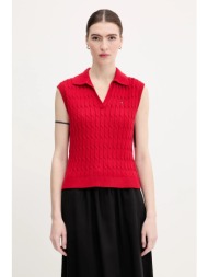 βαμβακερό γιλέκο tommy hilfiger χρώμα: κόκκινο, ww0ww45655 100% βαμβάκι