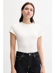 μπλουζάκι tommy hilfiger χρώμα: μπεζ, ww0ww45731 95% βισκόζη, 5% ελαστάν