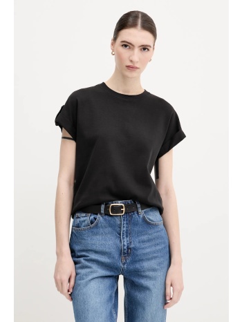 βαμβακερό μπλουζάκι tommy hilfiger χρώμα μαύρο, ww0ww45628