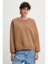 βαμβακερή μπλούζα tommy hilfiger γυναικεία, χρώμα: καφέ, ww0ww45754 100% βαμβάκι