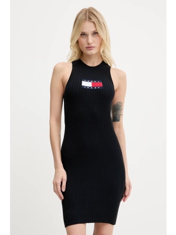 φόρεμα tommy jeans χρώμα μαύρο, dw0dw20877 88% βισκόζη