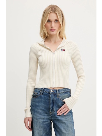 πλεκτή ζακέτα tommy jeans χρώμα μπεζ, dw0dw20974 88%