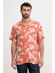 πουκάμισο tommy hilfiger χρώμα: πορτοκαλί, mw0mw39448 100% βισκόζη