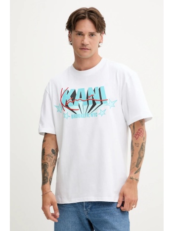 βαμβακερό μπλουζάκι karl kani ανδρικό, χρώμα άσπρο