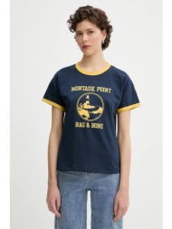 βαμβακερό μπλουζάκι rag & bone χρώμα: ναυτικό μπλε, wcc25pt023mi24 100% βαμβάκι