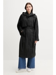 παλτό tommy hilfiger χρώμα: μαύρο, ww0ww46445 100% πολυαμίδιο