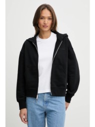 βαμβακερή μπλούζα calvin klein γυναικεία, χρώμα: μαύρο, με κουκούλα, lv044c211g κύριο υλικό: 100% βα