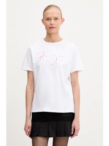 βαμβακερό μπλουζάκι hugo χρώμα άσπρο, 50544868 100% βαμβάκι