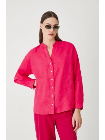 λευκή μπλούζα medicine χρώμα πορτοκαλί 100% λινό πλύση σε