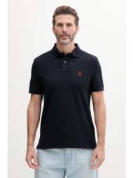 βαμβακερό μπλουζάκι πόλο tommy hilfiger ανδρικό, χρώμα: ναυτικό μπλε, mw0mw33167 100% βαμβάκι