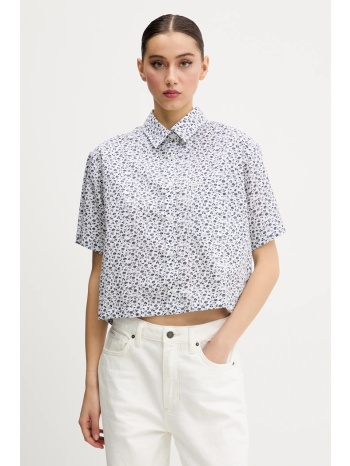 βαμβακερό πουκάμισο guess jeans χρώμα άσπρο, w5gh98 wh8r1