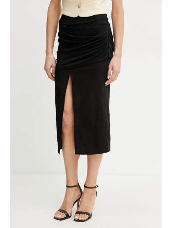 λινή φούστα pinko χρώμα μαύρο, 104835 a2gf υλικό 1 55%