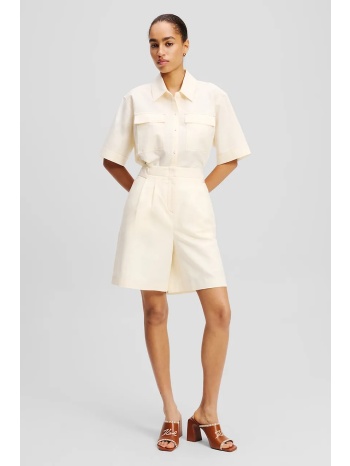 σορτς από λινό karl lagerfeld χρώμα μπεζ, a2w10015 58%