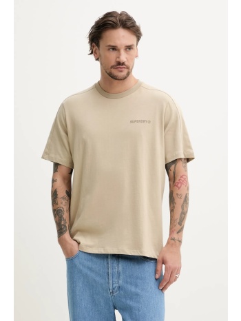βαμβακερό μπλουζάκι superdry ανδρικό, χρώμα μπεζ