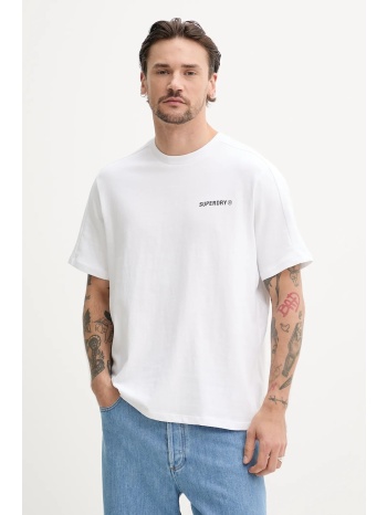 βαμβακερό μπλουζάκι superdry ανδρικό, χρώμα άσπρο