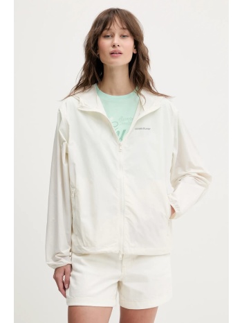 μπουφάν guess jeans χρώμα μπεζ, w5gl29 wh8n2 100%