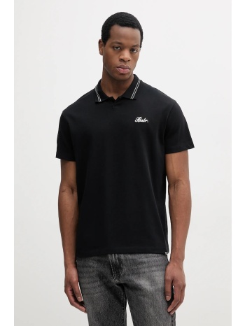 βαμβακερό μπλουζάκι πόλο balr. ανδρικό, χρώμα μαύρο