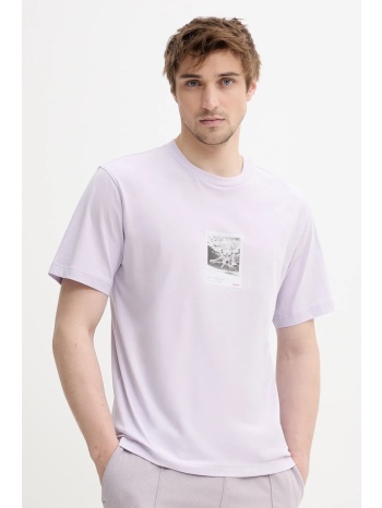 βαμβακερό μπλουζάκι hugo ανδρικό, χρώμα μοβ, 50537535 100%