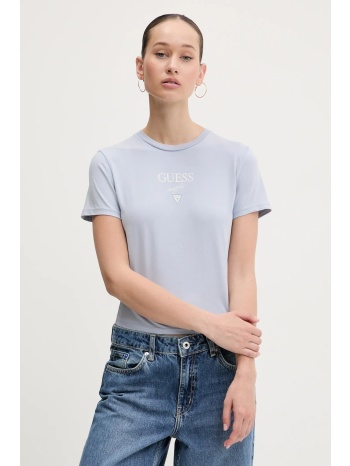 βαμβακερό μπλουζάκι guess originals γυναικείο, χρώμα μπλε