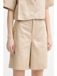 λινό σορτς moschino jeans χρώμα: μπεζ, 0327 3716 56% lyocell, 26% λινό, 18% βαμβάκι