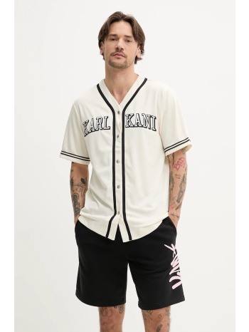 πουκάμισο karl kani χρώμα μπεζ, 60350106 100% πολυεστέρας