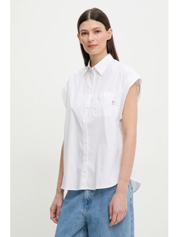 βαμβακερό πουκάμισο ps paul smith χρώμα άσπρο