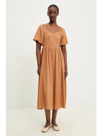 φόρεμα με λινό answear lab χρώμα καφέ 70% βισκόζη, 30% λινό