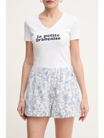 σορτς από λινό pepe jeans darcy χρώμα άσπρο, pl801157
