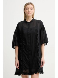 φόρεμα από συνδιασμό μεταξιού isabelle blanche χρώμα: μαύρο, is25ss-a078-t018 κύριο υλικό: 70% βαμβά