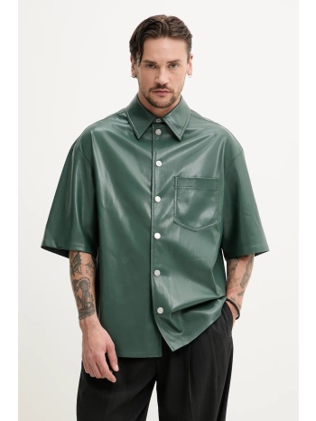 πουκάμισο nanushka aksel χρώμα πράσινο, nm25rstp02467 100%