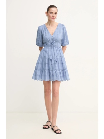 βαμβακερό φόρεμα pepe jeans day χρώμα μπλε, pl953694 100%