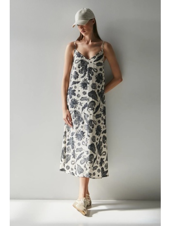 φόρεμα από λινό μείγμα medicine χρώμα μπεζ 85% βισκόζη