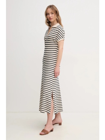 φόρεμα tommy hilfiger χρώμα μπεζ, ww0ww44514 65% lyocell