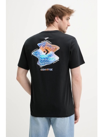 βαμβακερό μπλουζάκι converse ανδρικό, χρώμα μαύρο