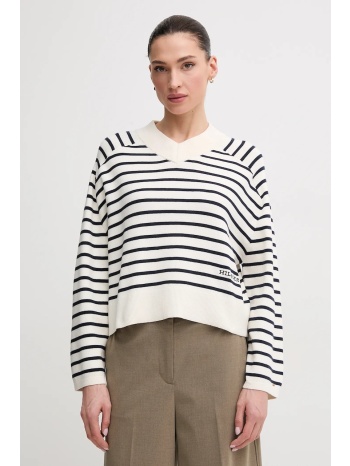 βαμβακερό πουλόβερ tommy hilfiger γυναικείο, χρώμα μπεζ