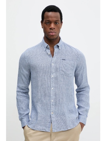 πουκάμισο από λινό barbour linton tailored shirt ανδρικό