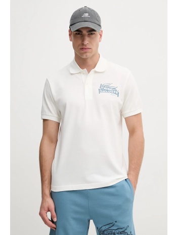 βαμβακερό μπλουζάκι πόλο lacoste ανδρικό, χρώμα άσπρο